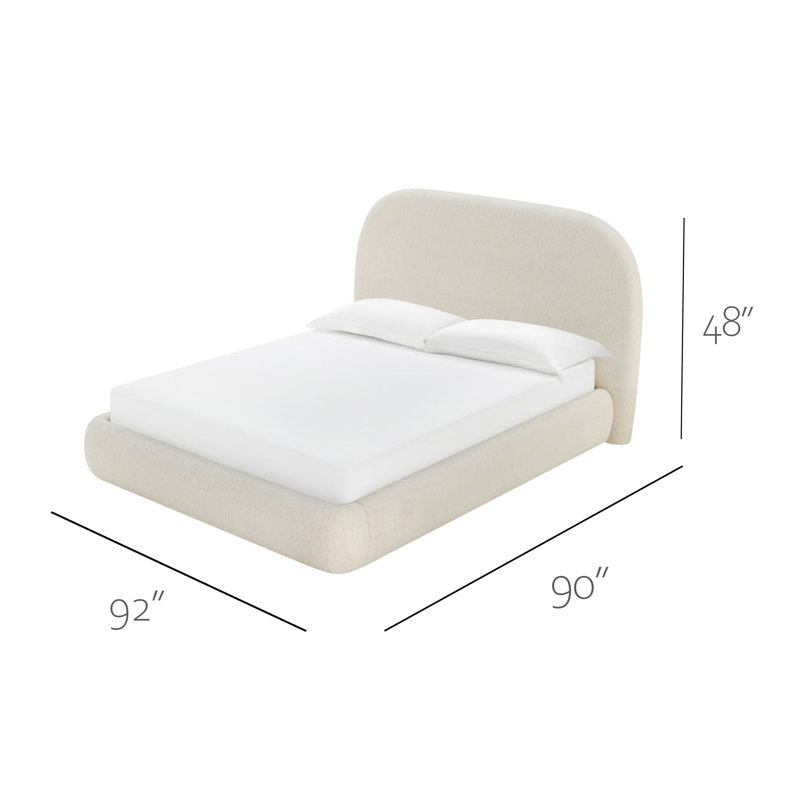 Modern Upholstered Storage Bed with Curved Headboard , King