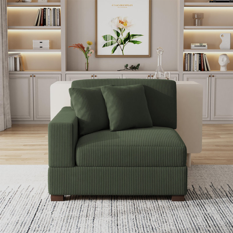 Yalisa Upholstered Armchair, Green Corduroy