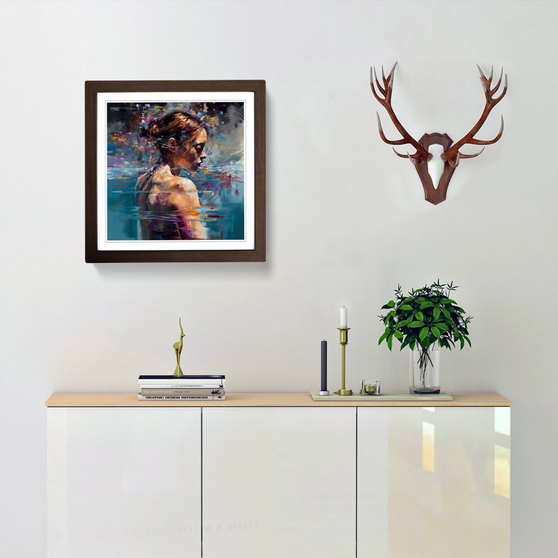 Swimming Gestural Art - Framed Print, Walnut