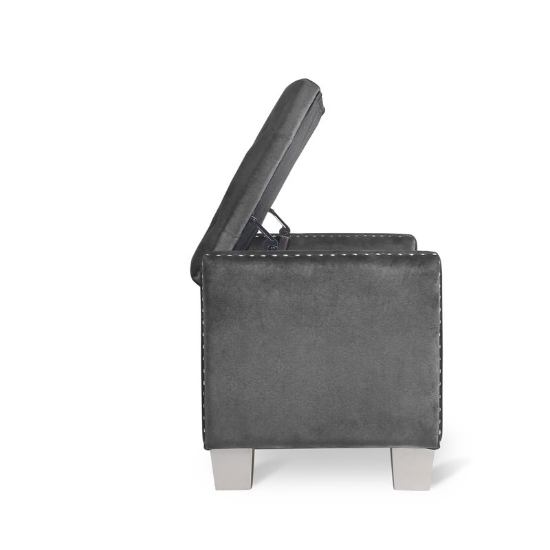 Banc de rangement rembourré Chuichu, gris