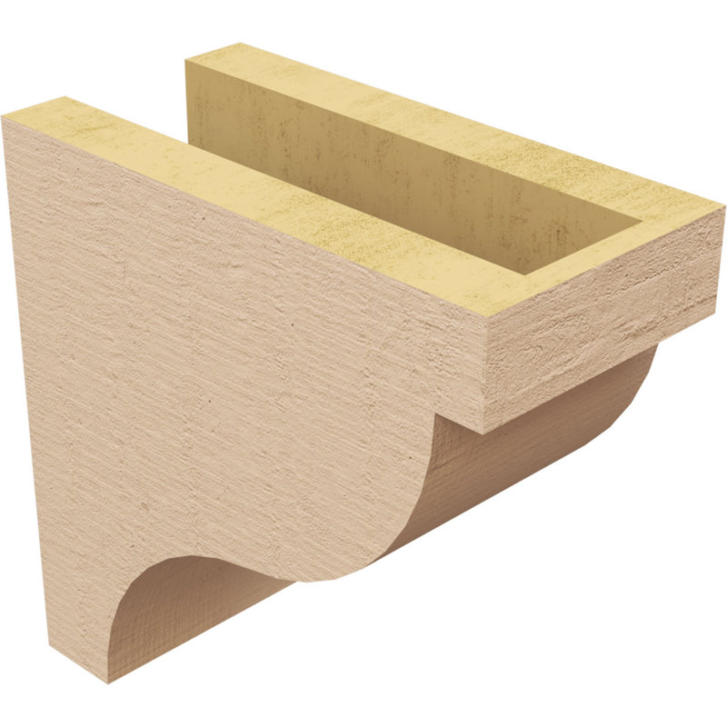 4"W x 8"D x 8"H Classic Garner Rough Cedar Woodgrain TimberThane Corbel, Primed Tan, 8" H x 4" W x 8" D