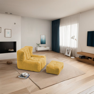 Fauteuil à billes avec repose-pieds en mousse viscoélastique Plush | Canapé ergonomique pour adultes | Conception ultra douce et moderne pour le salon / la chambre à coucher / appartement