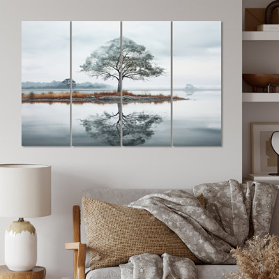 Ensemble de 4 reflets sur l'eau sur toile