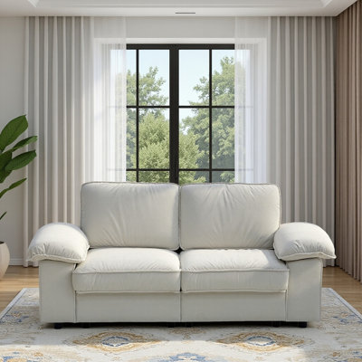FX-P20M-2S-CW (2.5S SOFA) Canapé de rangement à économie d'espace de 78,74 po, coussin de siège de remorquage blanc crème avec causeuse de rangement cachée contemporaine pour le salon et les petites maisons
