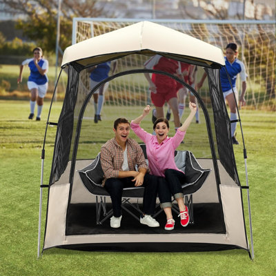 Tente escamotable sport, gousse de protection contre les intempéries instantanée pour 2 personnes, avec couvercle supérieur amovible et plancher scellé