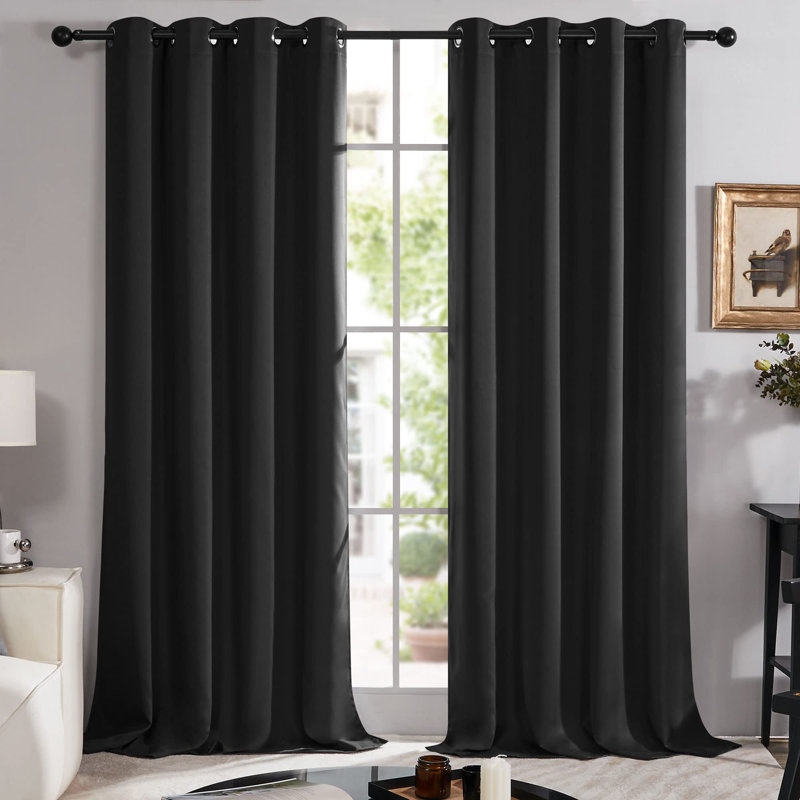 Paire de rideaux 100% occultant avec œillets Deconovo, L 52 po x L 95 po, Noir