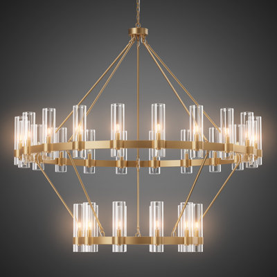 Moeshia 30 - Light 60" Dual Layer LED Wagon Wheel Chandelier
