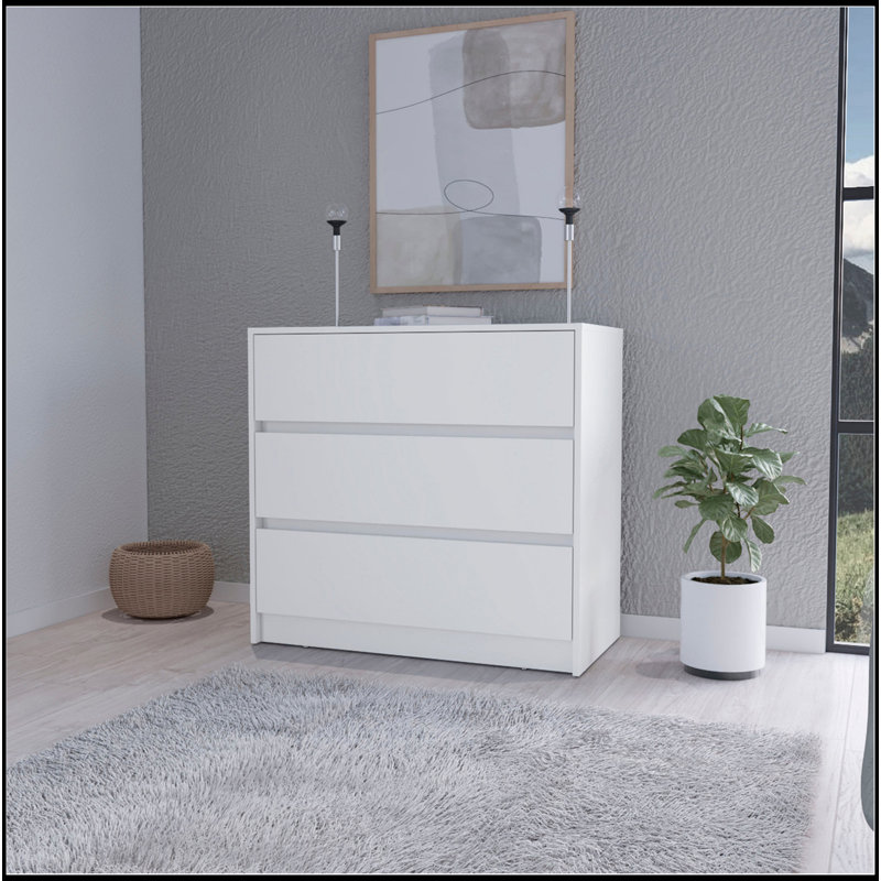 Commode à trois tiroirs, Blanc