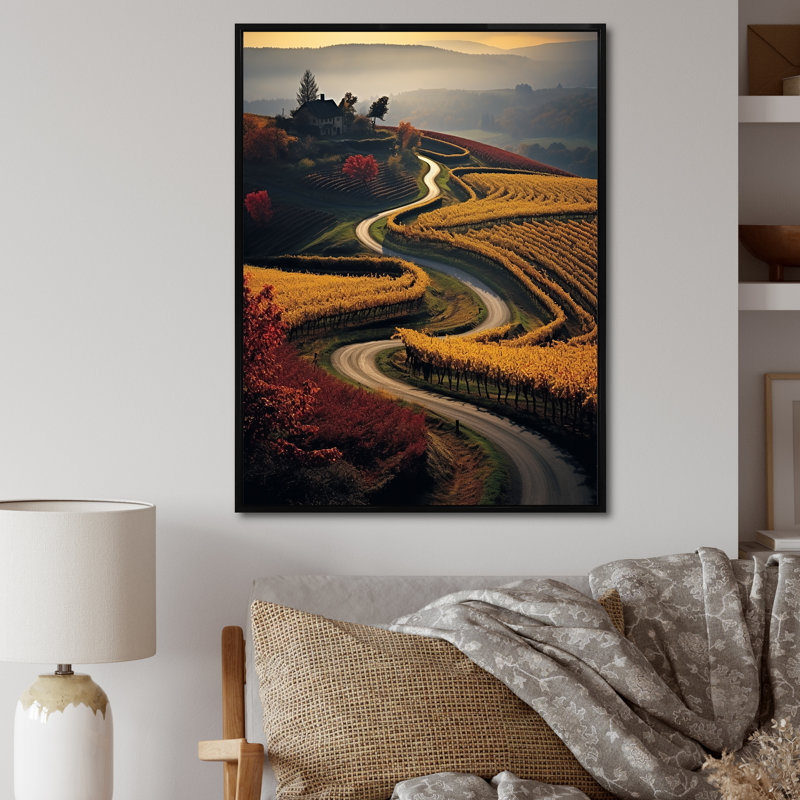 «Scenic Enchanting Vineyard II», impressions sur toile, H 32 po x l 16 po x P 1 po, Cadre flottant noir