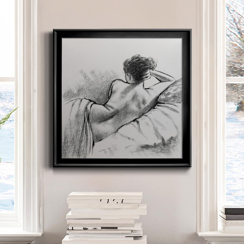 Soft Soft II - peinture sur toile encadrée, Cadre noir, H 17,5 po x l 17,5 po x P 1,5 po
