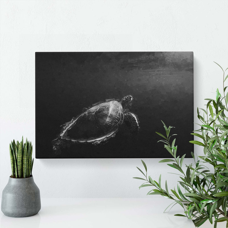 Sea Turtle In Abstract - Wrapped Canvas, 35cm H x 50cm W x 3cm D