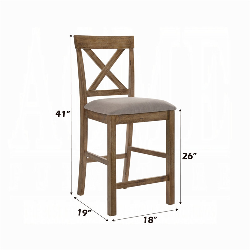 Ensemble de 2 chaises de salle à manger à hauteur de comptoir Contemporary, Chêne