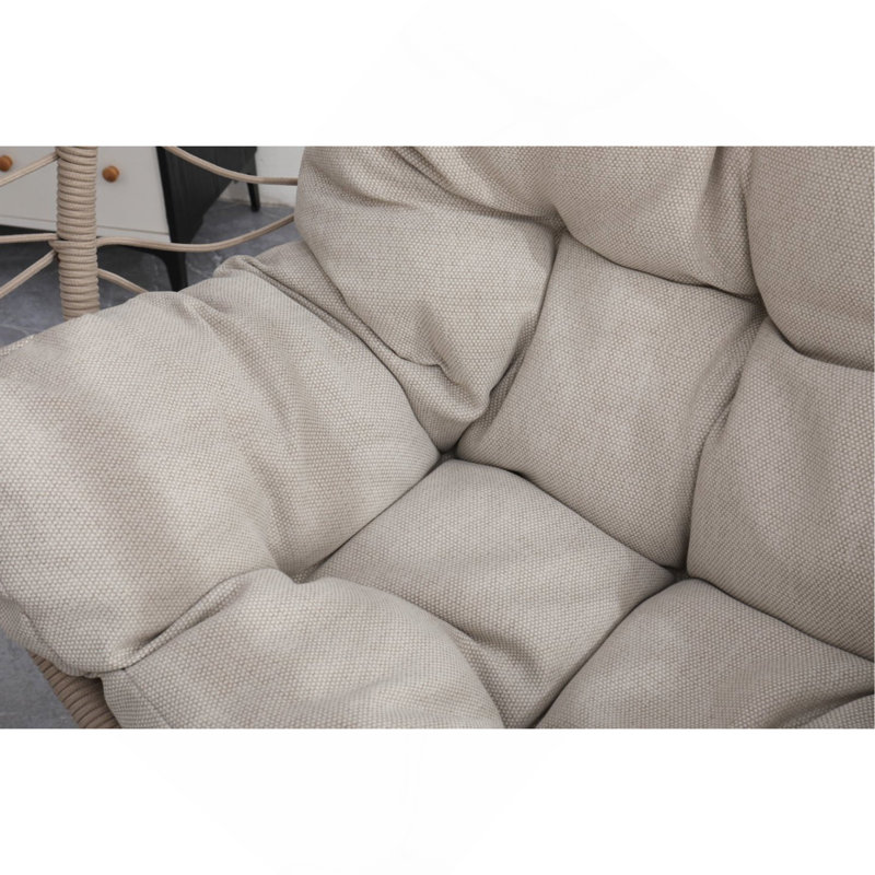 Fauteuil suspendu d'extérieur en forme d'œuf avec support, fauteuil de patio en forme d'œuf, chaise berçante d'intérieur, hamac d'extérieur en forme d'œuf, gris lin