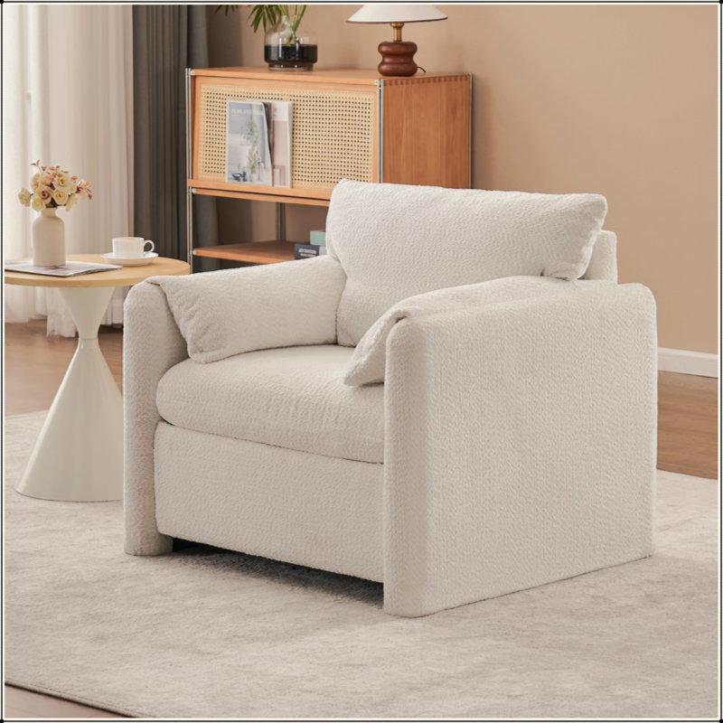 Fauteuil fixe-moderne, fauteuil simple élégant avec coussin en chenille doux pour le salon, la chambre à coucher et le bureau