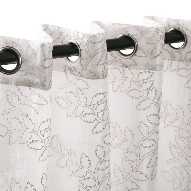 Planchard Sheer Curtain Pair, 52" W x 108" L, Gray