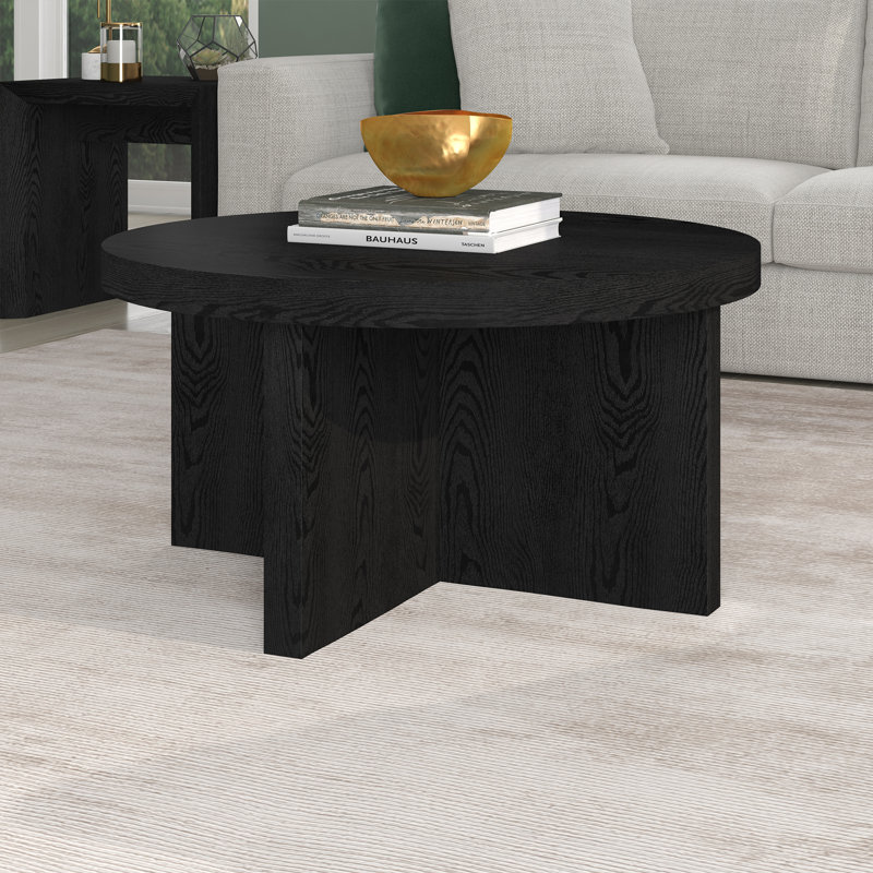 Adey Pedestal Coffee Table, Black Grain