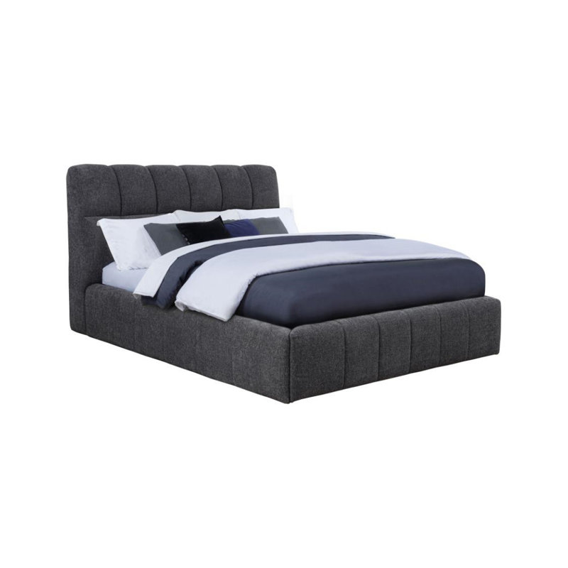 Lit plateforme tapissier Trystan, Gris, Queen