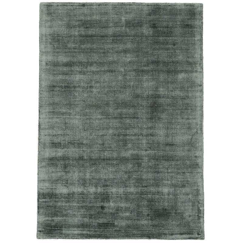 Ava Handmade Viscose Silky Solid Soft Dark Green Rug, Rectangle 80 x 150cm