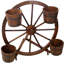 Boîte à fleurs en bois avec roue de chariot
