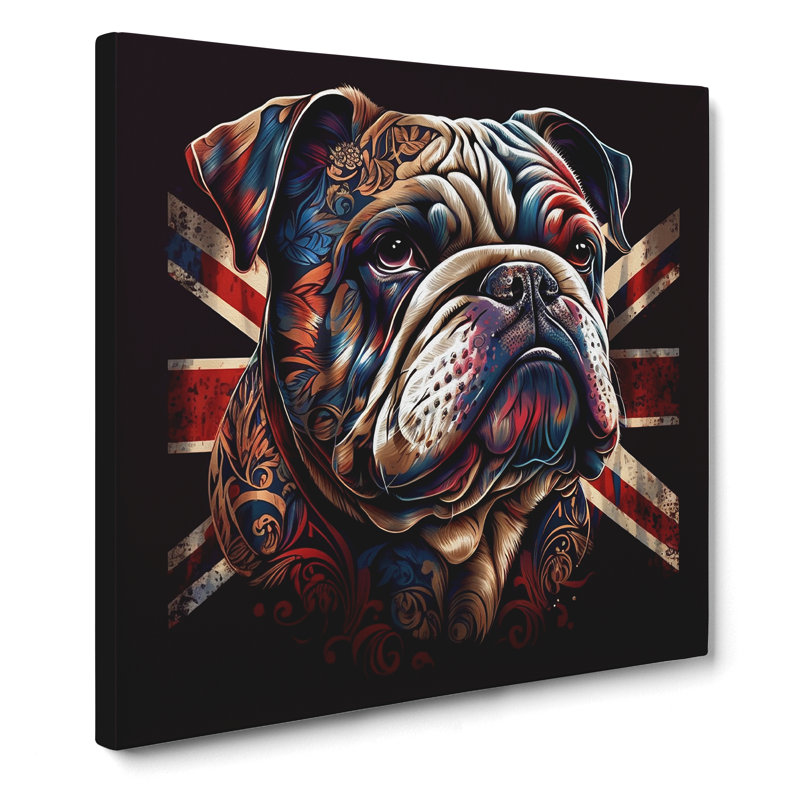 British Bulldog Ornamental Art - Wrapped Canvas, 50cm H x 50cm W x 3cm D