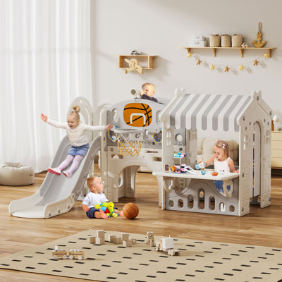 Ensemble de jeu de glissade 10 en 1 pour enfants de 1 à 3 ans avec maisonnette pour enfant