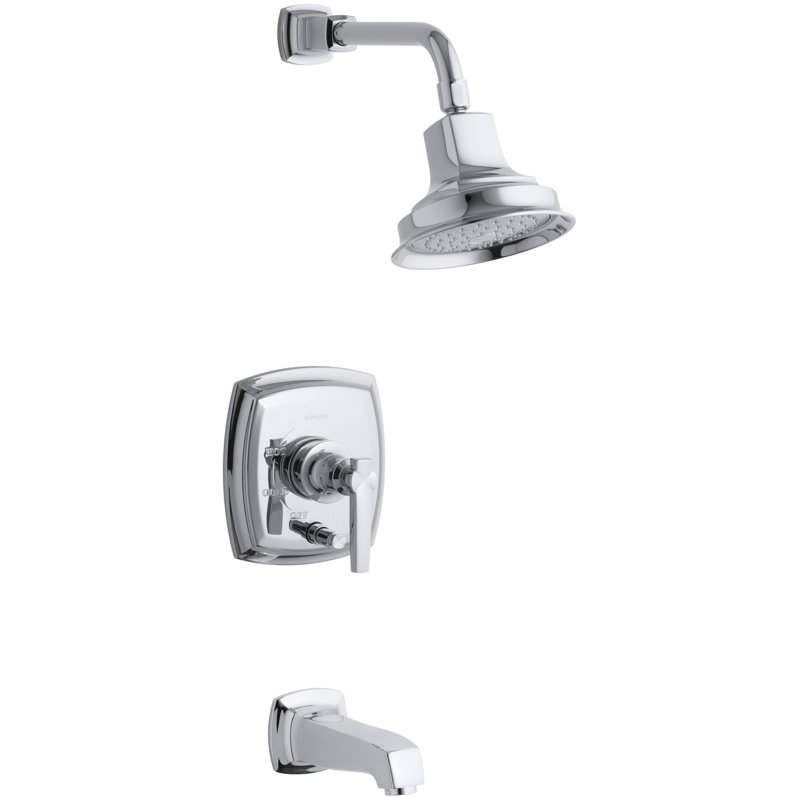 Margaux Rite-Temp Pressure-Balancing Bath and Shower Faucet Trim with Push-Button Diverter, Valve Not Included, Cross Handle