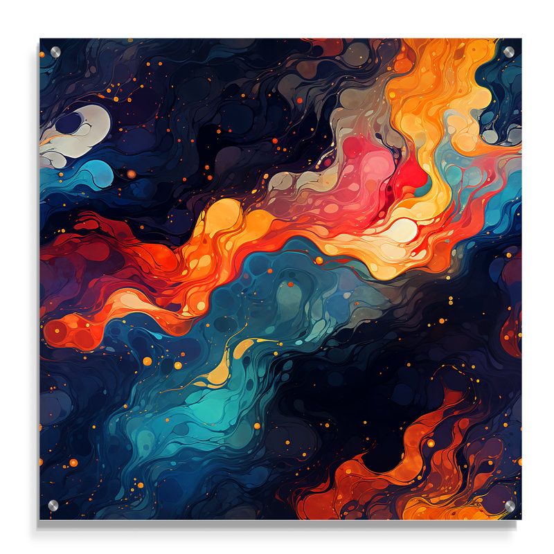 Kitt - Art mural abstrait en verre acrylique, H 36 po x l 36 po