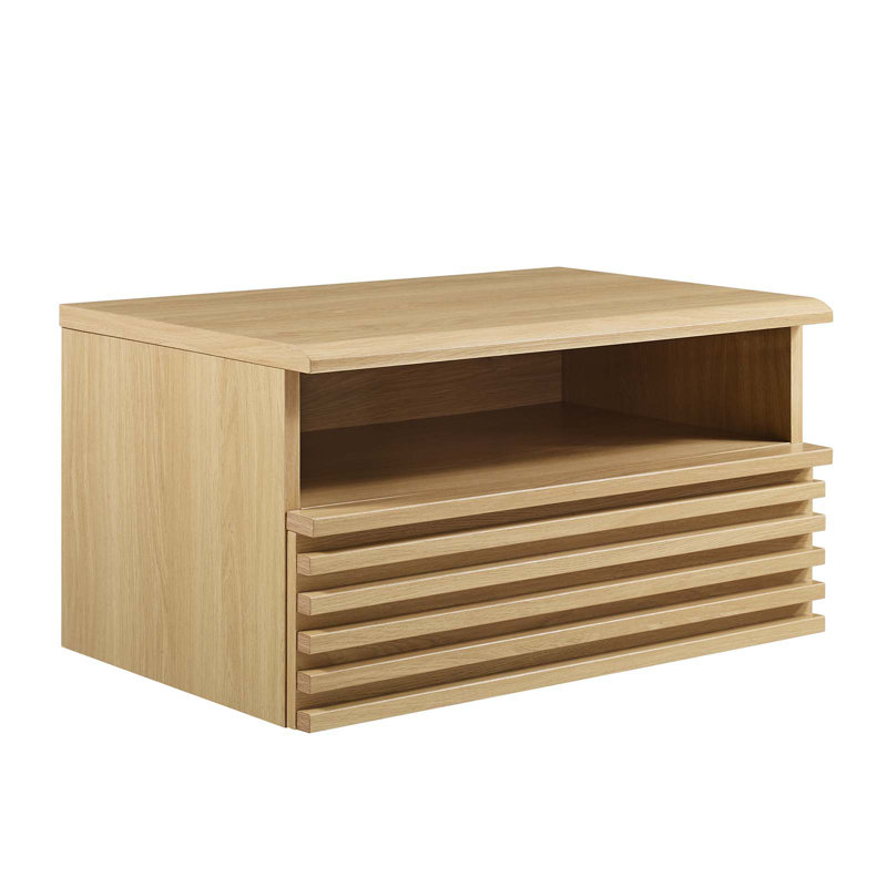 Crawley Wall-Mount Nightstand, Oak