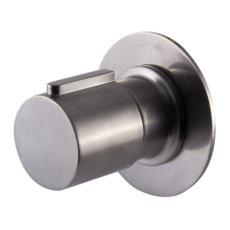 Inverseur de douche rond 3 voies, Nickel brossé