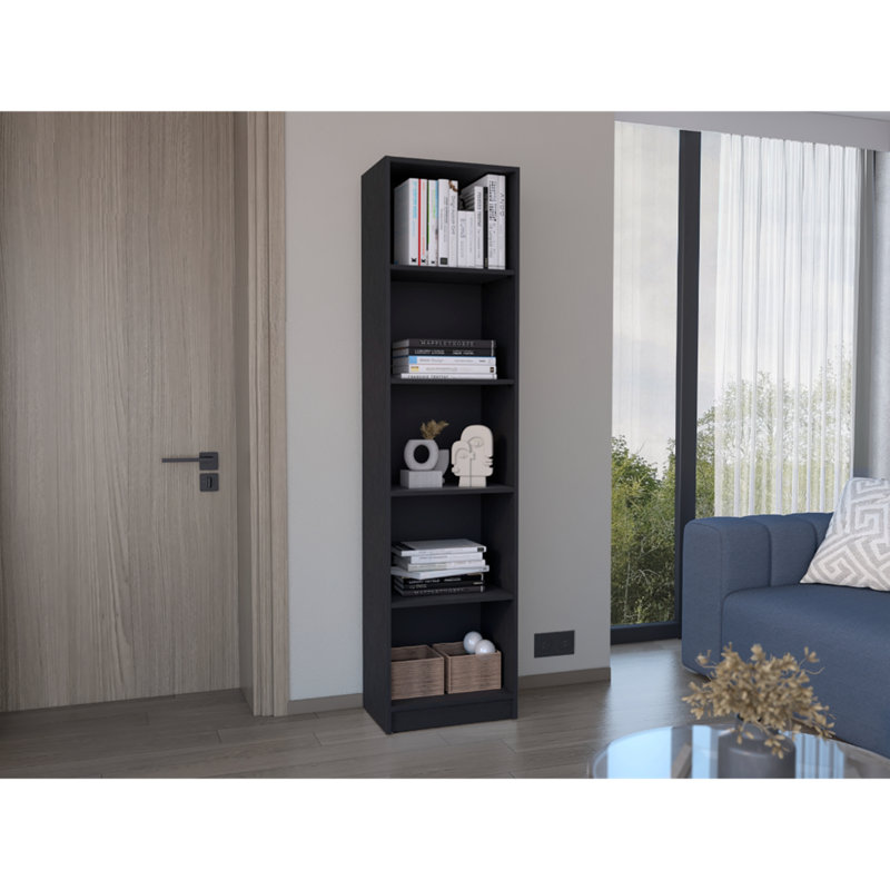 Bibliothèque Home Xs avec tablettes à 5 niveaux et design mince - Noir - Bureau