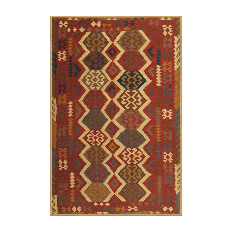 Tapis brun/rouge pourpre/zone noire, Rectangle 4 pi x 6 pi