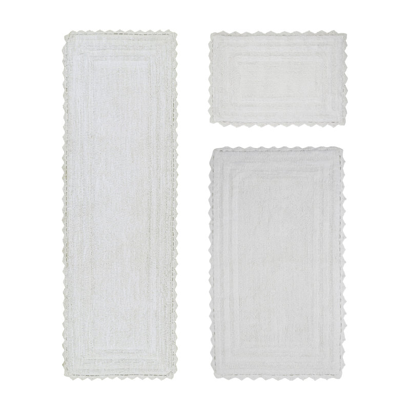 Ensemble de tapis pour salle de bain 100% coton, réversible, super absorbant et très doux lavable à la machine Jacole, idéal pour les zones de douche et de baignoire