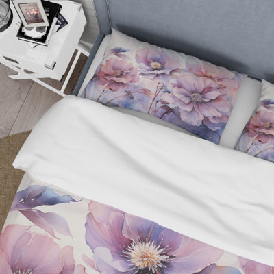 Purple Tranquil Petals I BeddingMicrofiber / Polyester Duvet Cover Set