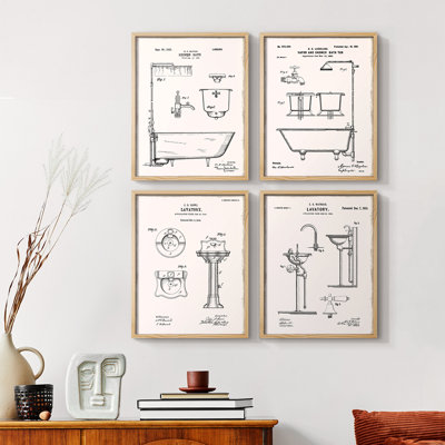 «Vintage Bath I», 4 pièces