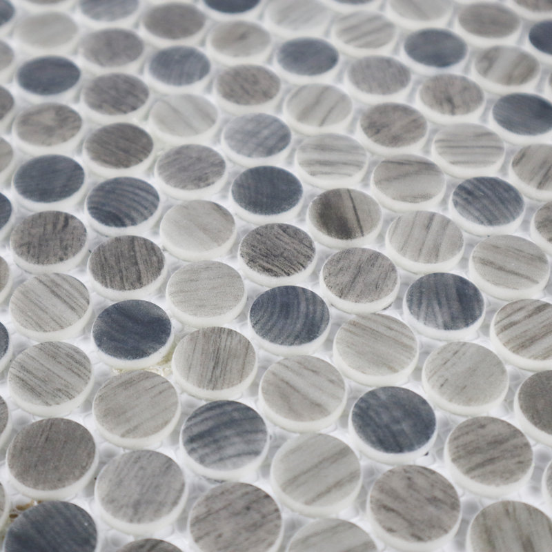 Stantonsburg 12" x 12" Penny Round Glass Mosaic Wall Tile, Dark Brown