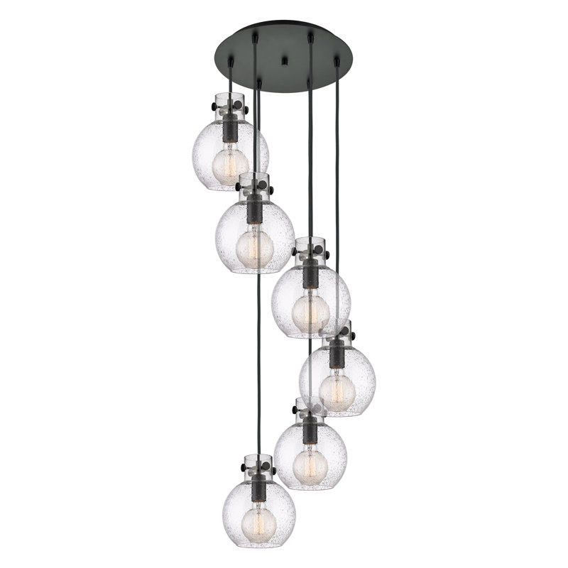 Luminaire suspendu sphère 6 lumières Amrith, Bullé, Noir mat