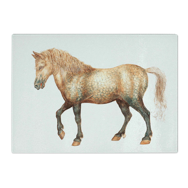 Tempered Glass a Horse Chopping Board, 39 cm W x 28.5 cm L