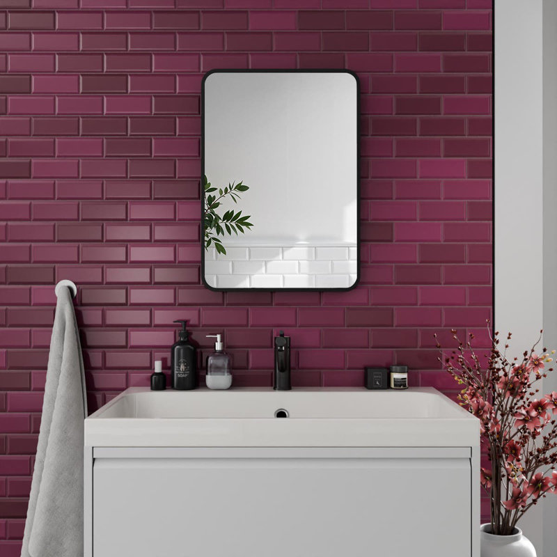 Aluminum Rectangle Mirror, Black, 70cm x 50cm