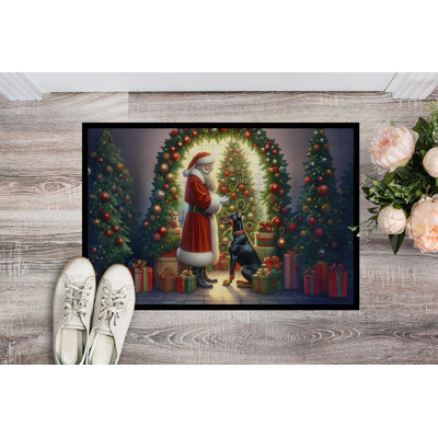 Doberman Pinscher and Santa Claus Doormat