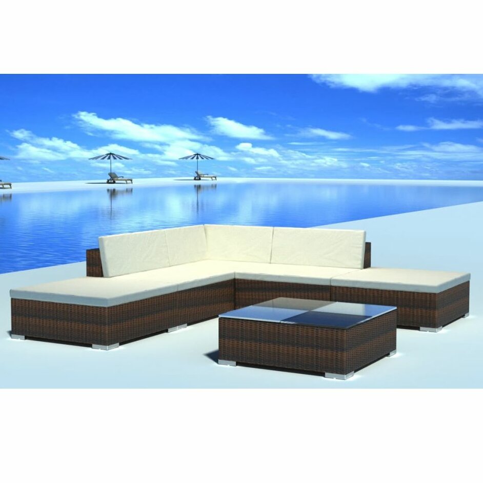 5-Sitzer Lounge-Set Amand aus Rattan