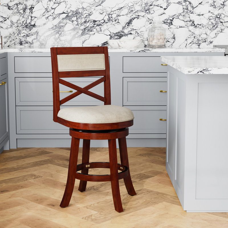 Tabouret pivotant à hauteur de comptoir, Cerisier, Beige