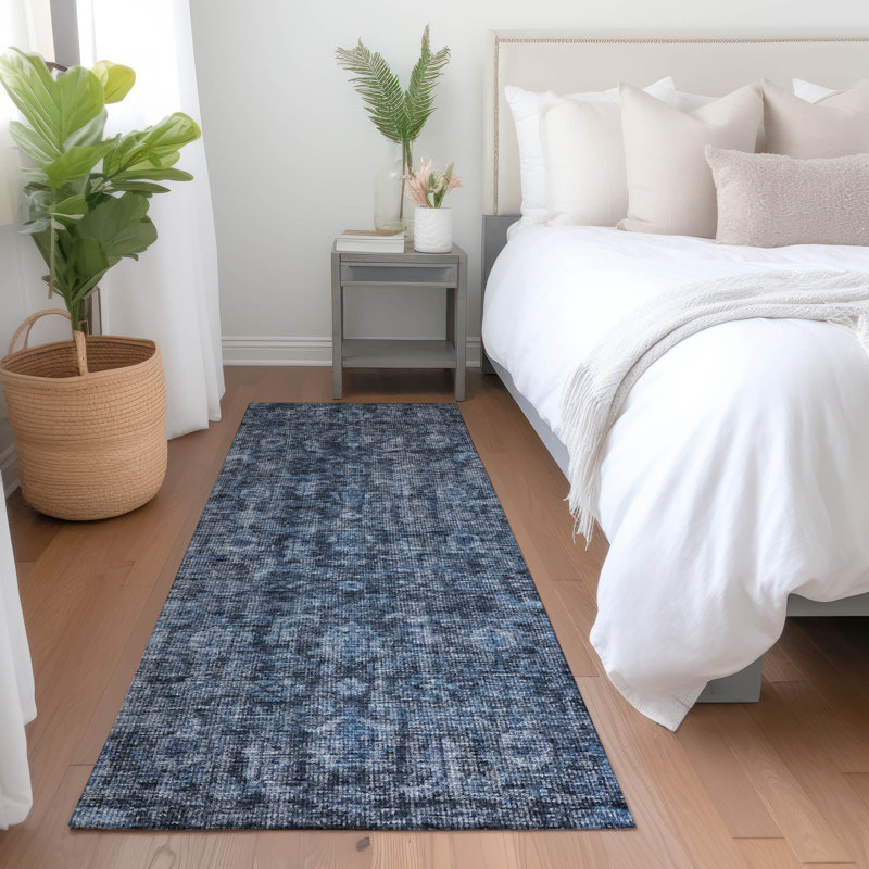 Tapis bleu intérieur / extérieur lavable à la machine Chantille ACN1145, Tapis de couloir 2 pi 3 po x 7 pi 6 po