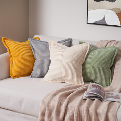 Housse de coussin carré en velours côtelé
