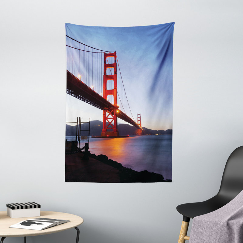 Tapisserie en polyester paysage urbain, H 60 po x l 40 po