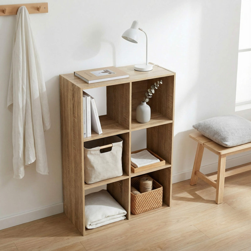 Milina 90cm H x 60cm W Cube Bookcase, Oak