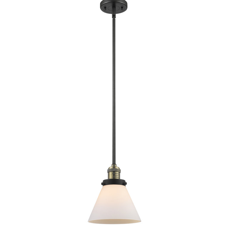 Luminaire suspendu conique à 1 lumière Mosley, Ampoule DEL 6 watts Vinage, Blanc mat, Noir mat