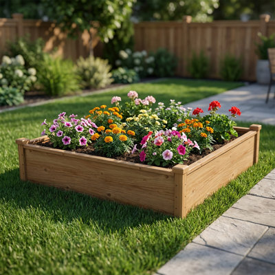 Boîte à fleurs modulaire en bois surélevée de 4 pi 4 po - 12 po de profondeur