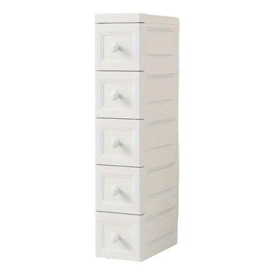 White 5-drawer Mesh Storage Cabinet, Narrow Durable Plastic Multi-tier Organizer by Wrought Studio