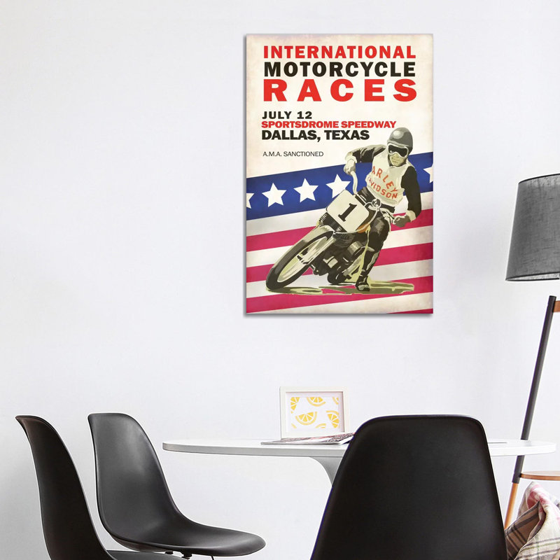 Intl. Motorcycle Races Dallas by Mark Rogan - Print on Canvas, 101.6cm H x 66.04cm W x 3.81cm D, Wrapped Canvas
