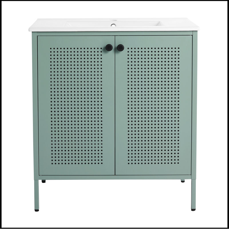 Meuble-lavabo simple avec plateau Swanette 30,00, Vert menthe